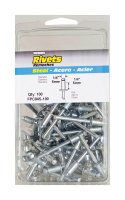 (image for) 1/4 in. Dia. x 3/8 in. Steel Rivets Silver 100 pk