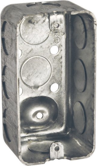 (image for) 4 in. Rectangle Steel 1 gang Outlet Box Gray