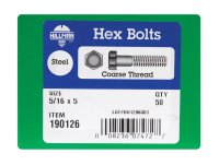 (image for) 5/16 in. Dia. x 5 in. L Zinc Plated Steel Hex Bolt 50 pk