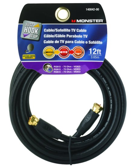 (image for) Monster Just Hook It Up 12 ft. Weatherproof Video Coaxial Cable