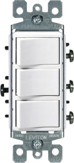 (image for) Decora 15 amps Single Pole Rocker Triple Combination Swi