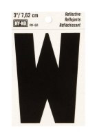 (image for) 3 in. Reflective Black Vinyl Self-Adhesive Letter W 1 pc.