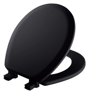 (image for) Never Loosens Round Black Molded Wood Toilet Seat