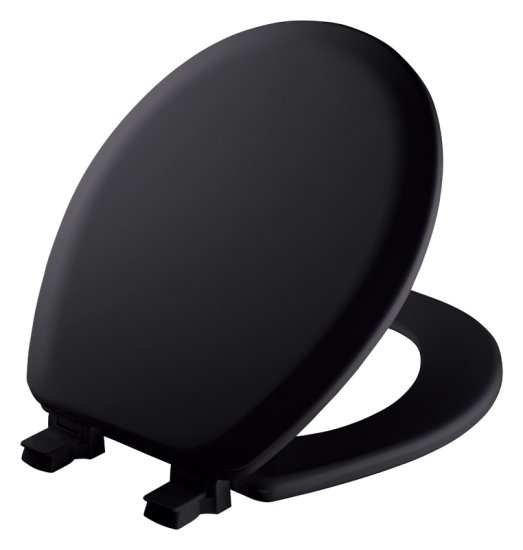 (image for) Never Loosens Round Black Molded Wood Toilet Seat