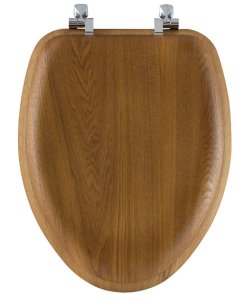 (image for) Mayfair Elongated Oak Wood Toilet Seat