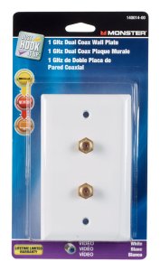 (image for) White 1 gang Plastic Coaxial Wall Plate