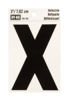 (image for) 3 in. Reflective Black Vinyl Self-Adhesive Letter X 1 pc.