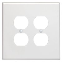 (image for) White 2 gang Plastic Duplex Outlet Wall Plate Jumbo