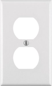 (image for) White 1 gang Thermoset Plastic Duplex Outlet Wall Plate