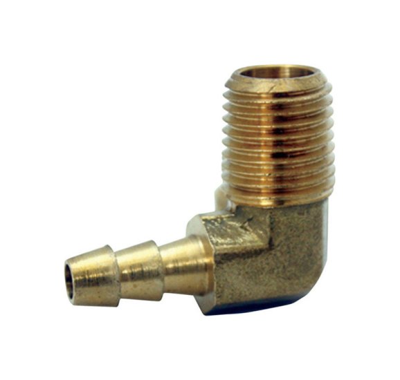 (image for) Brass 1/8 in. Dia. x 1/4 in. Dia. Hose Barb Elbow 1 pk Yello