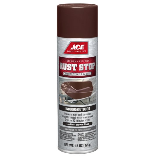 (image for) Rust Stop Gloss Leather Brown Spray Paint 15 oz.