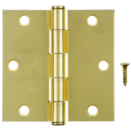 (image for) Ace 3-1/2 in. L Satin Brass Residential Door Hinge 3 pk