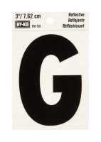 (image for) 3 in. Reflective Black Vinyl Self-Adhesive Letter G 1 pc.