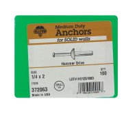 (image for) 1/4 in. Dia. x 2 in. L Zinc Round Head Hammer Drive Anch