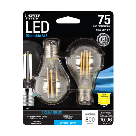 (image for) A15 E17 (Intermediate) Filament LED Bulb Daylight