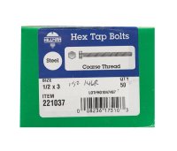 (image for) 1/2 in. Dia. x 3 in. L Zinc Plated Steel Hex Tap Bolt 50