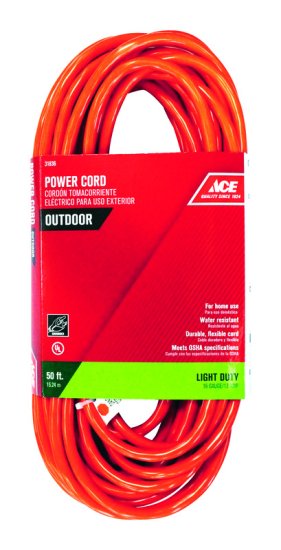(image for) Indoor and Outdoor 50 ft. L Orange Extension Cord 16/3 SJTW
