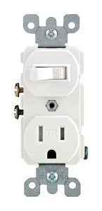(image for) 15 amps 125 volt White Combination Switch/Outlet 5-15R