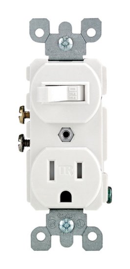 (image for) 15 amps 125 volt White Combination Switch/Outlet 5-15R