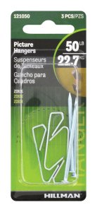 (image for) AnchorWire Silver Conventional Picture Hanger 50 lb. 3 p