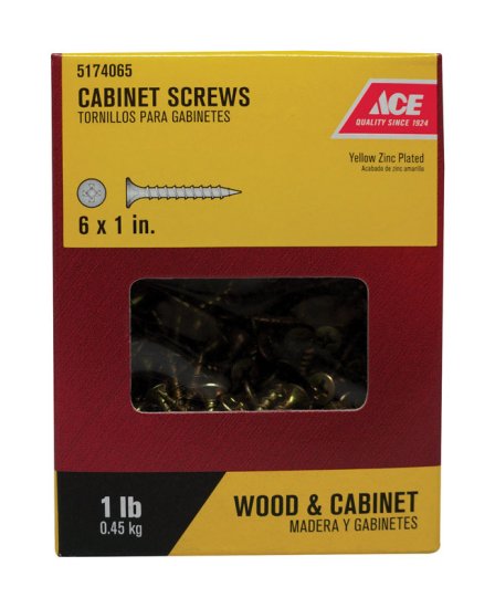 (image for) No. 6 x 1 in. L Phillips Yellow Zinc-Plated Cabinet Screws 1