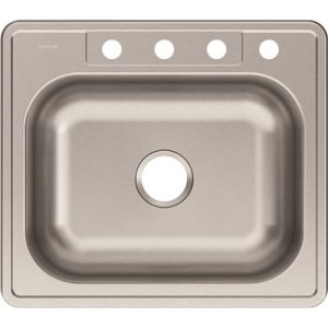 (image for) Drop-In Stainless Steel 25 in. 4-Hole Single Bowl 8 in. Deep