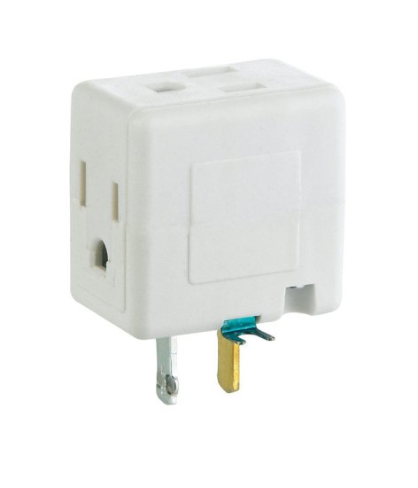 (image for) Grounded 3 outlets Cube Adapter 1 pk