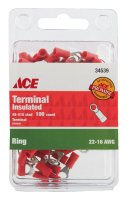 (image for) Insulated Wire Ring Terminal Red 100 pk