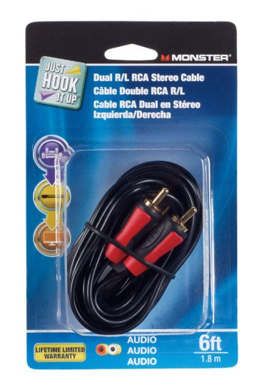 (image for) Monster Just Hook It Up 6 ft. L Dual R/L RCA Stereo Cable