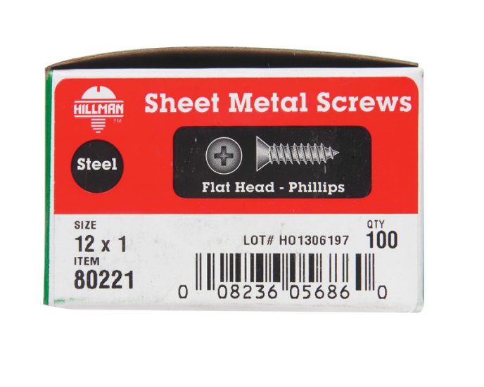 (image for) No. 12 x 1 in. L Phillips Flat Head Zinc-Plated Steel Sh