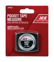 (image for) 10 ft. L x 0.25 in. W Pocket Tape Measure Chrome 1 pk
