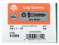 (image for) 3/8 in. x 1-1/2 in. L Hex Hot Dipped Galvanized Steel La