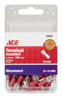 (image for) Insulated Wire Female Disconnect Red 100 pk