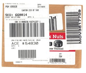 (image for) 3/4 Zinc-Plated Steel USS Hex Nut 210 pk