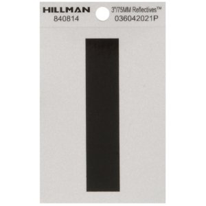 (image for) Hillman 3 in. Reflective Black Vinyl Self-Adhesive Letter I 1 pc