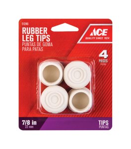 (image for) Rubber Leg Tip Off-White Round 7/8 in. W 4 pk