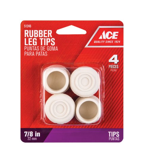 (image for) Rubber Leg Tip Off-White Round 7/8 in. W 4 pk