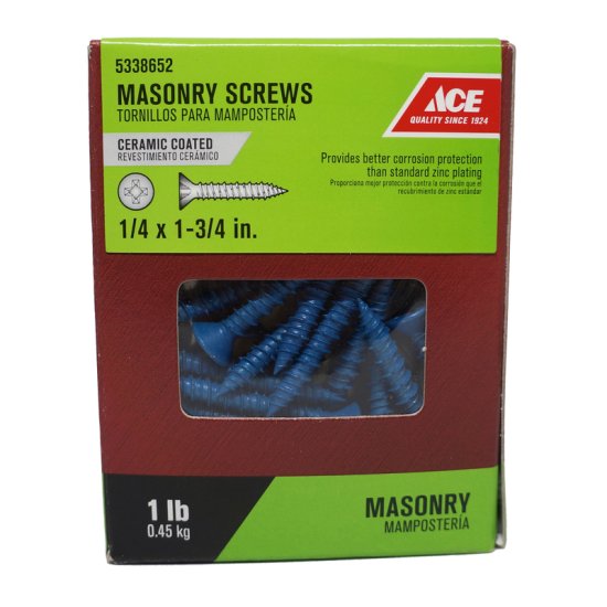 (image for) 1/4 in. x 1-3/4 in. L Phillips Flat Head Masonry Screws 1 lb