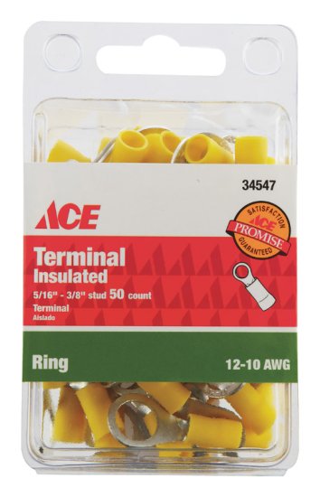 (image for) Insulated Wire Ring Terminal Yellow 50 pk