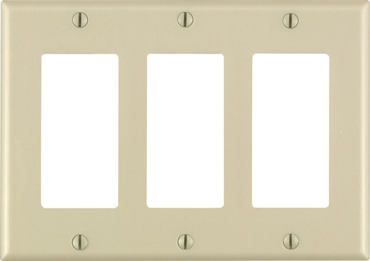 (image for) Ivory 3 gang Thermoset Plastic GFCI/Rocker Wall P