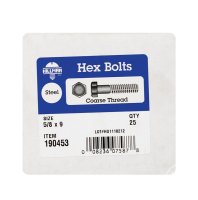 (image for) 5/8 in. Dia. x 9 in. L Zinc Plated Steel Hex Bolt 25 pk