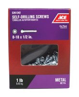 (image for) No. 8-18 x 1/2 in. L Hex Washer Head Zinc-Plated Steel Self-