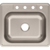 (image for) Drop-In Stainless Steel 25 in. 4-Hole Single Bowl 8 in. Deep