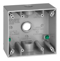 (image for) 4-1/2 in. Square Metallic 2 gang Weatherproof Box 1/2" 3-Hole