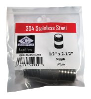 (image for) 1/2 in. MPT x 2-1/2 in. L Stainless Steel Nipple
