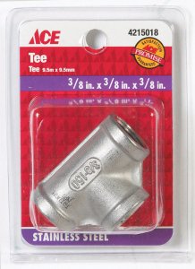 (image for) 3/8 in. FPT x 3/8 in. Dia. FPT Stainless Steel Tee