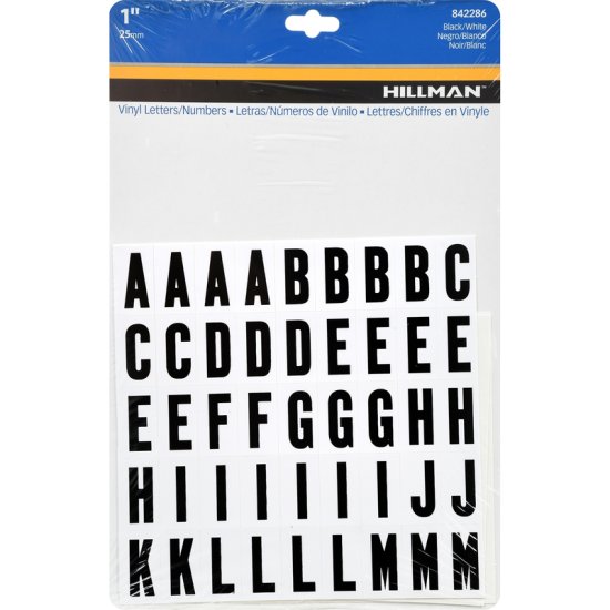 (image for) Hillman 1 in. Black Vinyl Self-Adhesive Letter and Number Set 0-