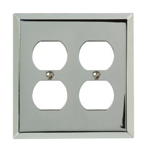 (image for) Century Polished Chrome 2 gang Stamped Steel Duplex Out