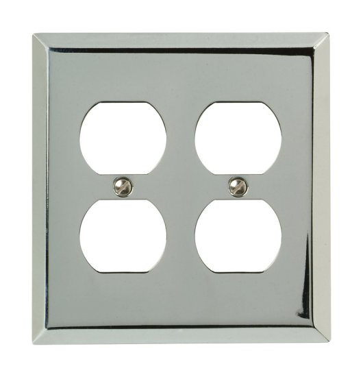 (image for) Century Polished Chrome 2 gang Stamped Steel Duplex Out