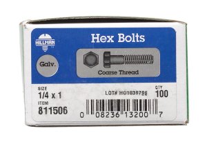 (image for) 1/4 in. Dia. x 1 in. L Hot Dipped Galvanized Steel Hex B